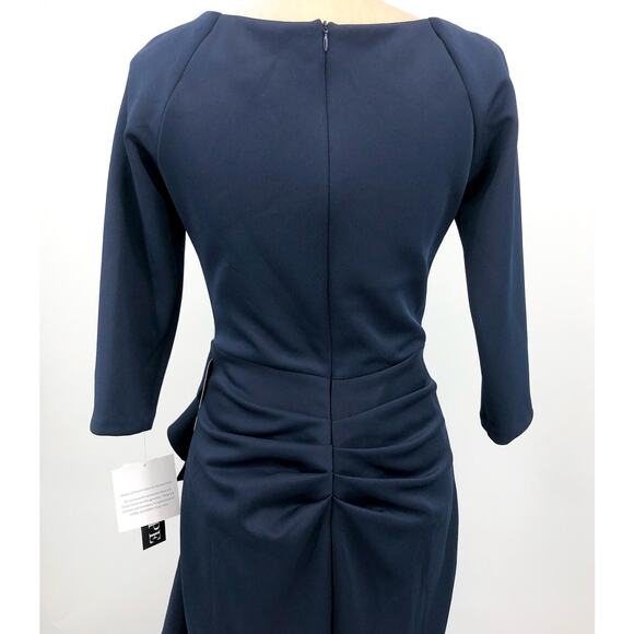 XSCAPE Women's Ruched Scuba Ruffle Gown Size 8 Midnight Blue 3/4 Sleeves NWT - Picture 7 of 10